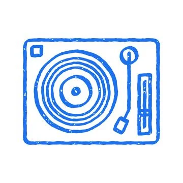 Doodle DJ Turntable Icon Hand Drawn Vector Illustration Stock Illustration
