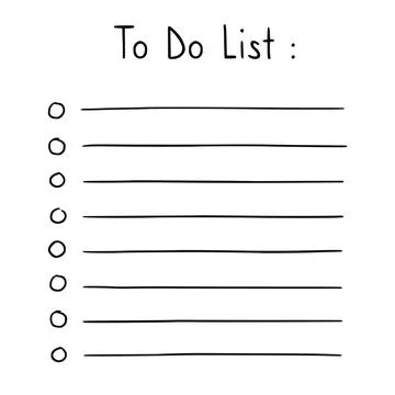 Doodle to do list, hand drawn sketch checklist. Notebook schedule, task paper Stock Illustration