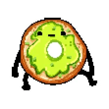 Doodle donut character pixel art vector illustration Stock Illustration