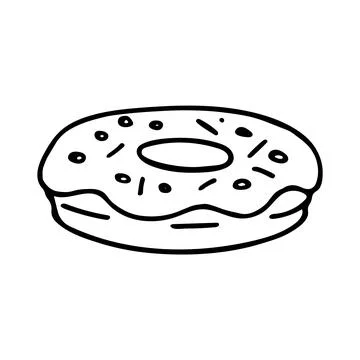 Doodle of donut isolated on white background. Stock Illustration