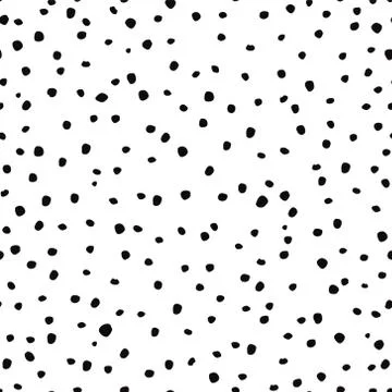 Doodle Dots Seamless Pattern. Black and white dotted background. Grungy painted Illustrazione stock