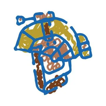 Doodle drawing abstract blue and brown scribble illustration Stock Illustration