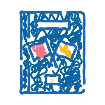 Doodle drawing abstract blue lines design background Stock Illustration