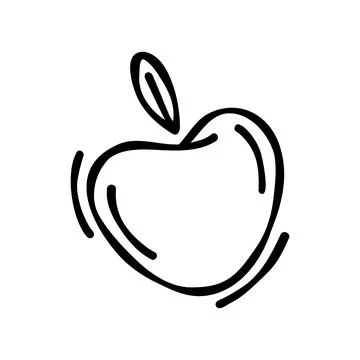 Doodle drawing of an apple isolated on white background, drawn by pen. Thum.. Stock Illustration