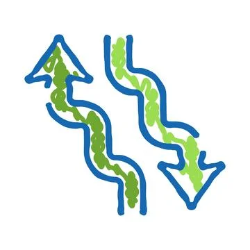 Doodle drawing arrows showing up and down direction Illustrazione stock