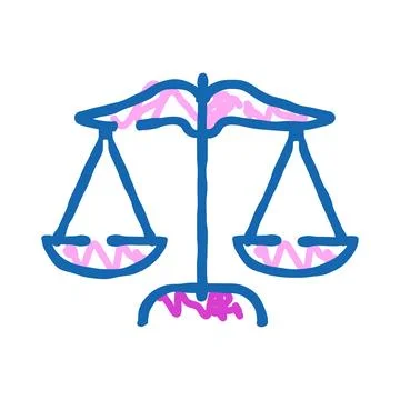Doodle drawing balance scale concept of justice イラスト素材