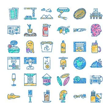 Doodle drawing collection of various modern concepts Illustrazione stock