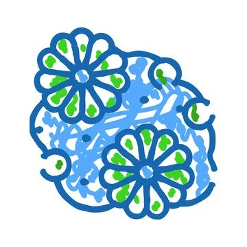 Doodle drawing creating abstract floral pattern background Stock Illustration