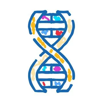 Doodle drawing of double helix dna structure Stock Illustration