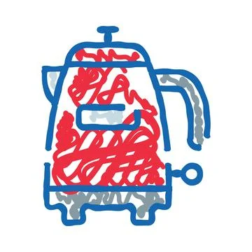 Doodle drawing electric kettle heating water for hot drink Stock Illustration