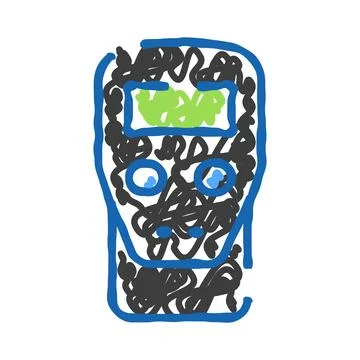 Doodle drawing gas analyzer with green screen Stock Illustration