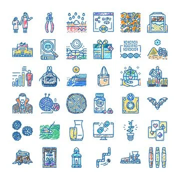 Doodle drawing icons presenting various vector concepts Stock Illustration