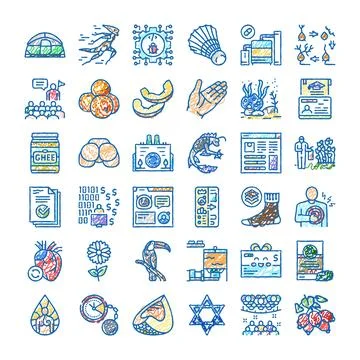 Doodle drawing icons representing various concept categories Stock Illustration