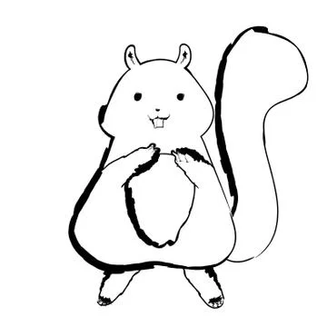 Doodle drawing image of squirrel, vector item illustration for autumn Stock Illustration