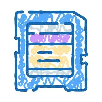 Doodle drawing microchip for computer technology concept Ilustración de archivo
