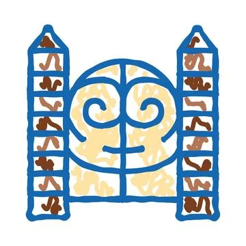 Doodle drawing mosque architecture illustration with minarets Stock Illustration