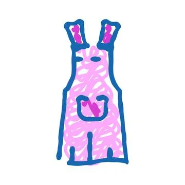Doodle drawing pink work apron clothing icon イラスト素材