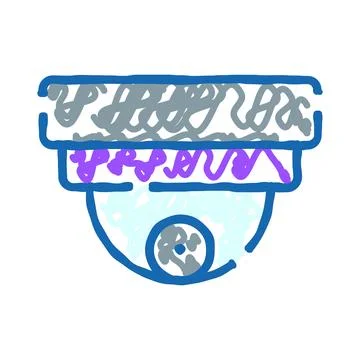 Doodle drawing security camera icon monitoring protection Stock Illustration