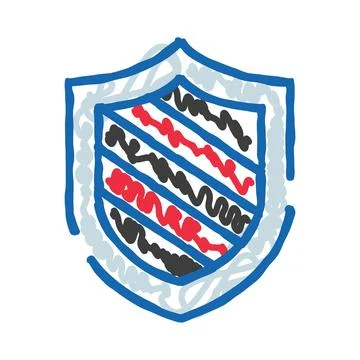 Doodle drawing security shield icon protecting data Stock Illustration