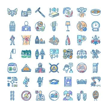 Doodle drawing style diverse subject collection concept Illustrazione stock