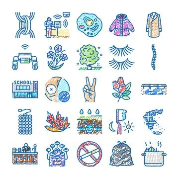 Doodle drawing various icons and symbols collection イラスト素材