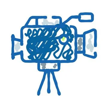 Doodle drawing video camera on tripod illustration Stock Illustration
