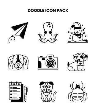 Doodle DuoTone Design Icons Pack Stock Illustration