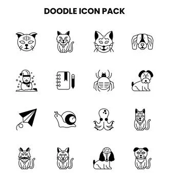 Doodle DuoTone Graphics Icons Pack 스톡 일러스트
