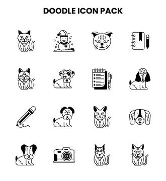 Doodle DuoTone Graphics Icons Pack Stock Illustration