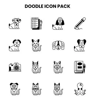 Doodle DuoTone Icons Pack Ilustração Stock