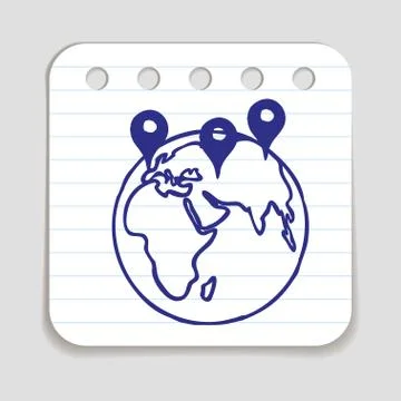 Doodle Earth with Pointers icon Illustrazione stock