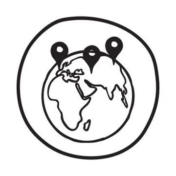 Doodle Earth with Pointers icon Illustrazione stock