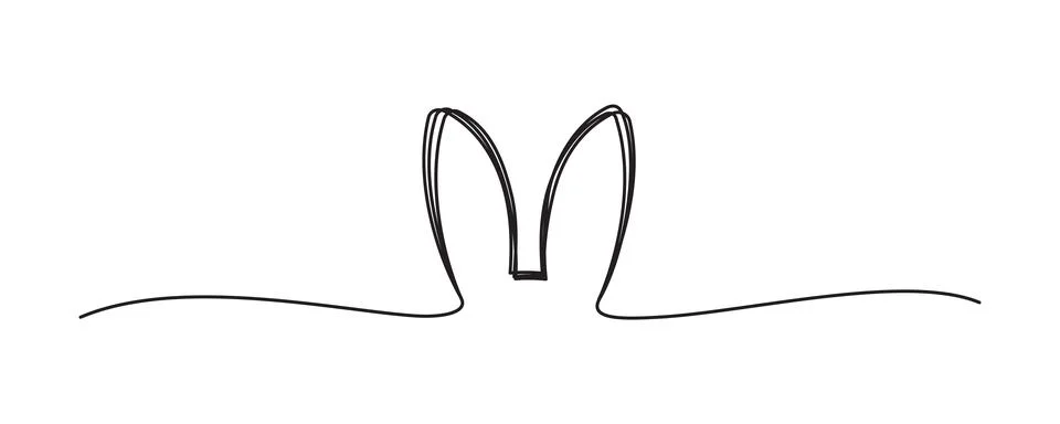 Doodle Easter bunny ears scribble banner hand drawn with thin line Stock Illustration