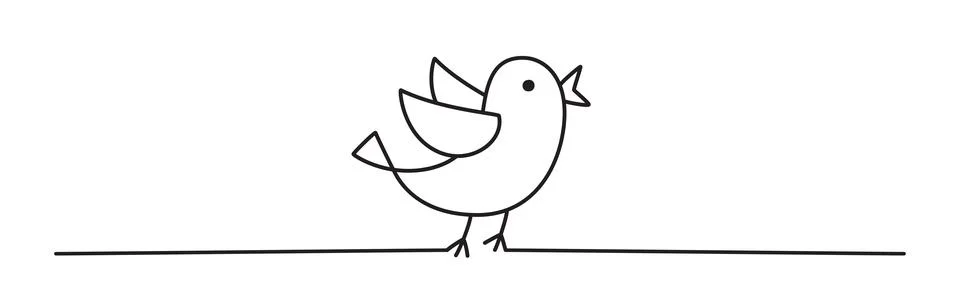 Doodle Easter chick line art banner Stock Illustration
