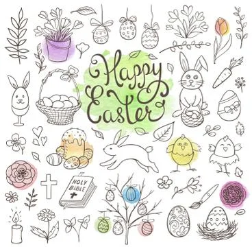 Doodle Easter design elements Illustrazione stock