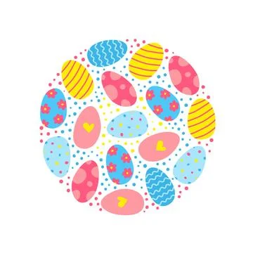 Doodle Easter eggs in circle. Stock-Illustration