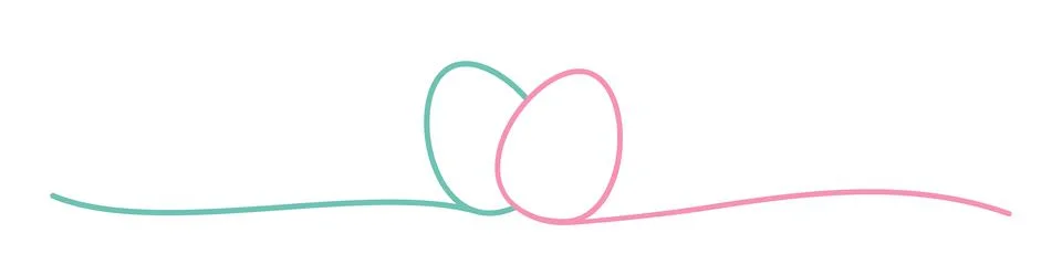 Doodle Easter Eggs line art banner Stock Illustration