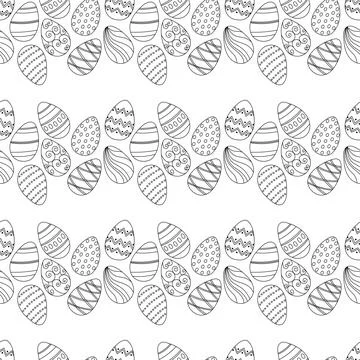 Doodle Easter eggs seamless pattern Illustrazione stock