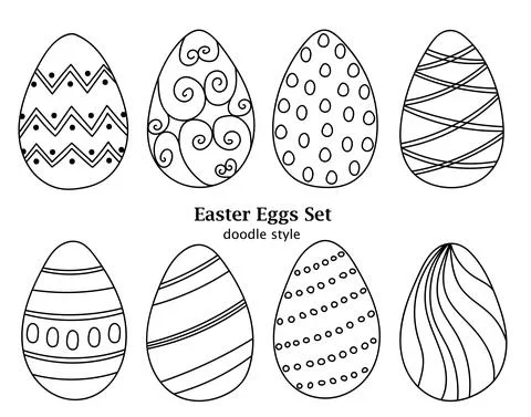 Doodle Easter eggs set with different ornaments Illustrazione stock