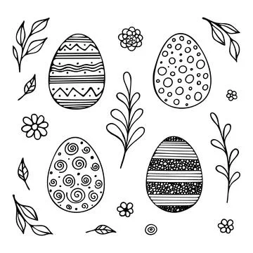 Doodle of easter eggs with various patterns. Stock-Illustration
