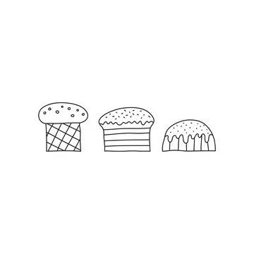 Doodle Easter kulich cakes. Stock Illustration