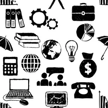 Doodle economy seamless pattern Illustrazione stock
