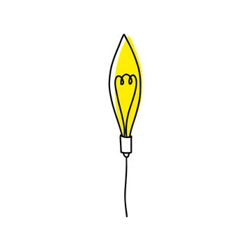 Doodle Edison light bulb with rays shine, thin line. Linear doodle Edison light Stock Illustration