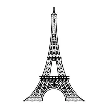 Doodle eiffel tower architecture from paris france Stock Illustration