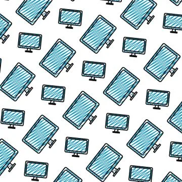 Doodle electronic computer object technology background Stock Illustration