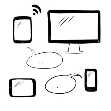 Doodle electronic devices Stock Illustration