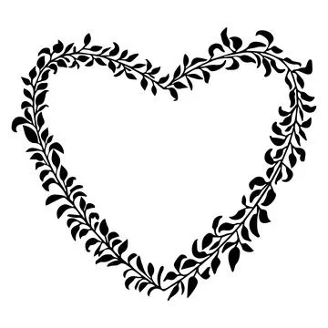 Doodle elegant heart frame, border monogram in doodle style isolated on white Stock Illustration