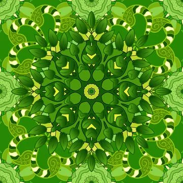 Of doodle elements. Hand drawn Vector illustration. Seamless flower pattern can Illustrazione stock