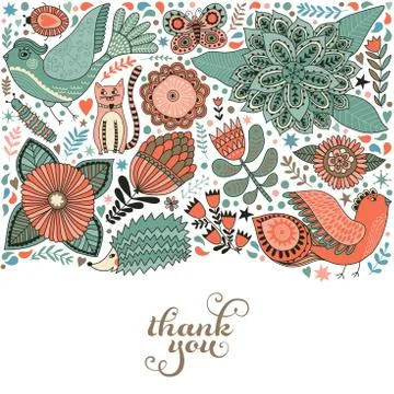 Doodle elements illustration made of flowers and herbs 스톡 일러스트