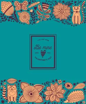 Doodle elements illustration made of flowers and herbs Stock Illustration